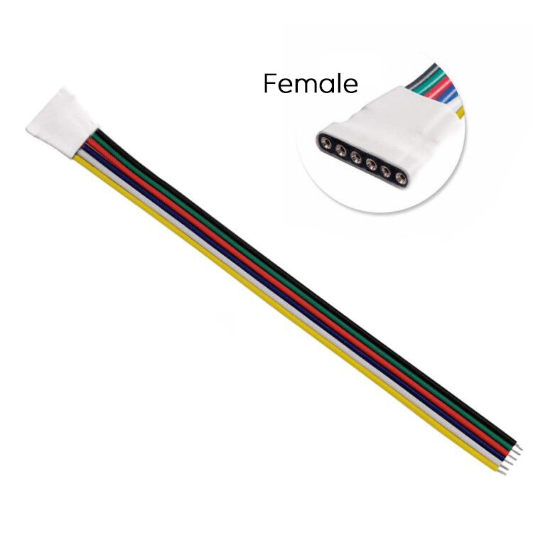 6-pin 12mm wide Female Quick Connector For RGBCCT LED Strip Lights
